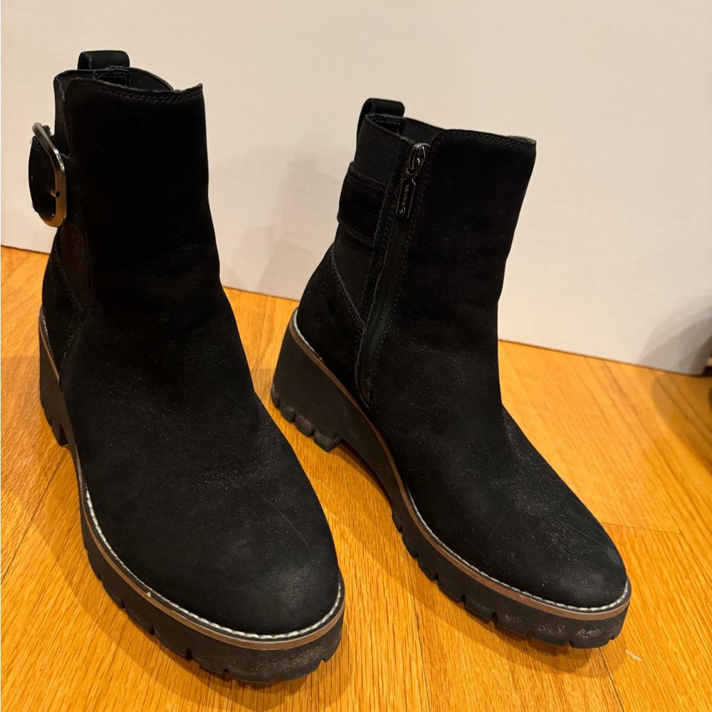 Blondo Black Dalia Waterproof Ankle Boots Silver Buckle Chunky Sole size 9.5 - Picture 4 of 9